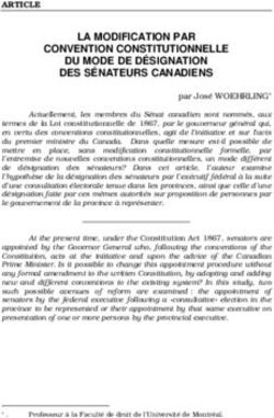 LA MODIFICATION PAR CONVENTION CONSTITUTIONNELLE DU MODE DE DÉSIGNATION DES SÉNATEURS CANADIENS
