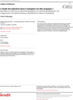 L'&eacute;tude des identit&eacute;s dans l'Antiquit&eacute; est-elle utopique ? Quelques r&eacute;flexions &eacute;pist&eacute;mologiques et m&eacute;thodologiques sur l'approche des ph&eacute;nom&egrave;nes ...