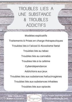 TROUBLES LIES A UNE SUBSTANCE & TROUBLES ADDICTIFS