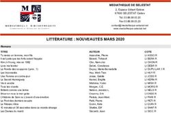 LITT&Eacute;RATURE : NOUVEAUT&Eacute;S MARS 2020