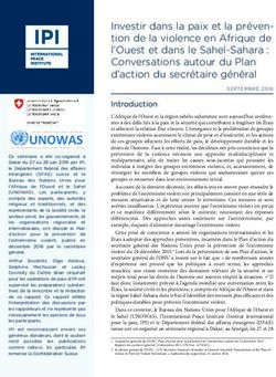 Investir dans la paix et la pr&eacute;ven- tion de la violence en Afrique de l'Ouest et dans le Sahel-Sahara : Conversations autour du Plan d'action du ...