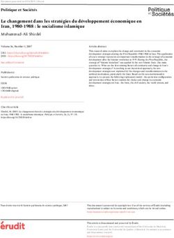 Le changement dans les stratégies du développement économique en Iran, 1980-1988 : le socialisme islamique - Érudit