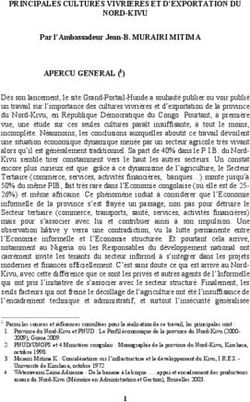 PRINCIPALES CULTURES VIVRIERES ET D'EXPORTATION DU NORD-KIVU