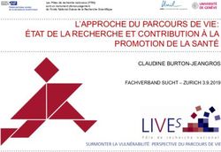 L'APPROCHE DU PARCOURS DE VIE: ÉTAT DE LA RECHERCHE ET CONTRIBUTION À LA PROMOTION DE LA SANTÉ - Fachverband Sucht