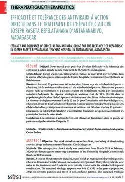 EFFICACIT&Eacute; ET TOL&Eacute;RANCE DES ANTIVIRAUX &Agrave; ACTION DIRECTE DANS LE TRAITEMENT DE L'H&Eacute;PATITE C AU CHU JOSEPH RASETA BEFELATANANA D'ANTANANARIVO ...