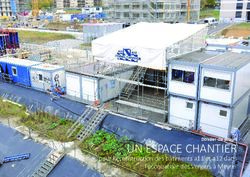 UN ESPACE CHANTIER pour la construction des bâtiments a11 et a12 dans l'écoquartier des Vergers à Meyrin - L'Espace Chantier A11A12