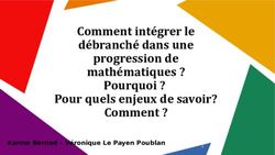 Comment int&eacute;grer le d&eacute;branch&eacute; dans une progression de math&eacute;matiques ? Pourquoi ? Pour quels enjeux de savoir? Comment ? - Karine Bernad ...