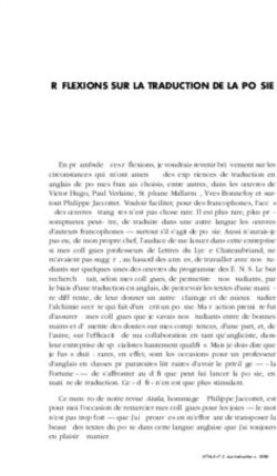 RÉFLEXIONS SUR LA TRADUCTION DE LA POÉSIE