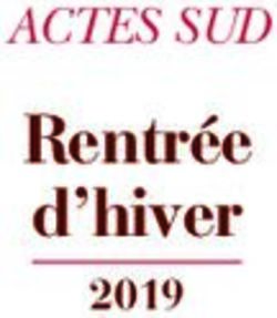 Rentrée d'hiver ACTES SUD 2019