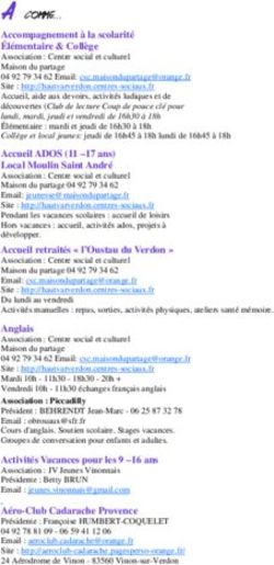 A comme Accompagnement à la scolarité Élémentaire & Collège - Mairie de Vinon-sur-Verdon