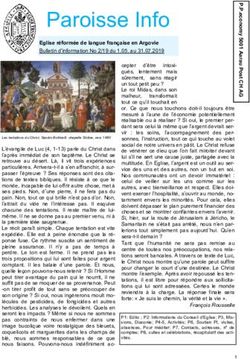 Paroisse Info - Eglise réformée de langue française en Argovie