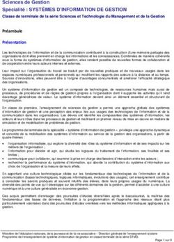 Sciences de Gestion Spécialité : SYSTÈMES D'INFORMATION DE GESTION