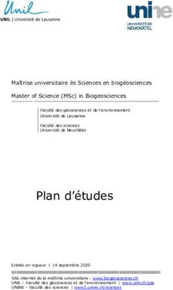 Plan d'études - Maîtrise universitaire ès Sciences en biogéosciences Master of Science (MSc) in Biogeosciences - Université de Neuchâtel