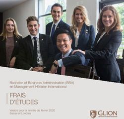 FRAIS D'ÉTUDES Bachelor of Business Administration (BBA) en Management Hôtelier International - Glion Institute of Higher Education