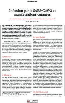 INFECTION PAR LE SARS-COV-2 ET MANIFESTATIONS CUTAN&Eacute;ES