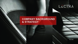 COMPANY BACKGROUND & STRATEGY - Mai 2020 - Lectra