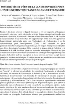 POSSIBILIT&Eacute;S ET D&Eacute;FIS DE LA CLASSE INVERS&Eacute;E POUR L'ENSEIGNEMENT DU FRAN&Ccedil;AIS LANGUE &Eacute;TRANG&Egrave;RE