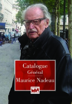 Catalogue Maurice Nadeau - Général - Edition Maurice Nadeau