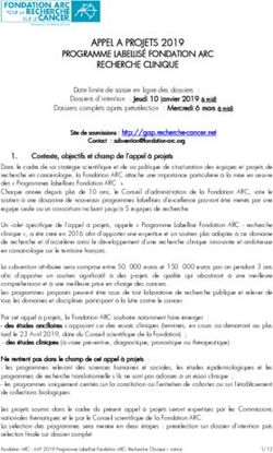 APPEL A PROJETS 2019 PROGRAMME LABELLISÉ FONDATION ARC RECHERCHE CLINIQUE