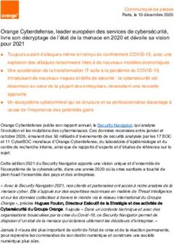 Orange Cyberdefense, leader europ&eacute;en des services de cybers&eacute;curit&eacute;, livre son d&eacute;cryptage de l'&eacute;tat de la menace en 2020 et d&eacute;voile sa vision pour ...