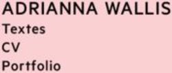 ADRIANNA WALLIS Textes CV Portfolio