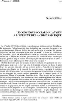 LE CONSENSUS SOCIAL MALAYSIEN A L'EPREUVE DE LA CRISE ASIATIQUE