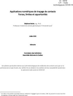 Applications numériques de traçage de contacts Forces, limites et opportunités - Assemblée nationale du Québec