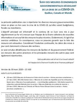 SUIVI DES MESURES ÉCONOMIQUES GOUVERNEMENTALES DÉCOULANT DE LA CRISE DE LA COVID-19