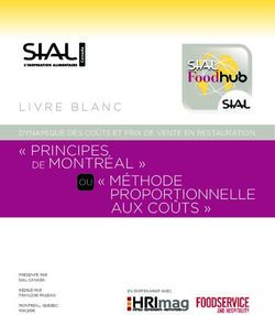 " PRINCIPES DE MONTRÉAL " - DYNAMIQUE DES COÛTS ET PRIX DE VENTE EN RESTAURATION " MÉTHODE PROPORTIONNELLE AUX COÛTS " - SIAL Canada