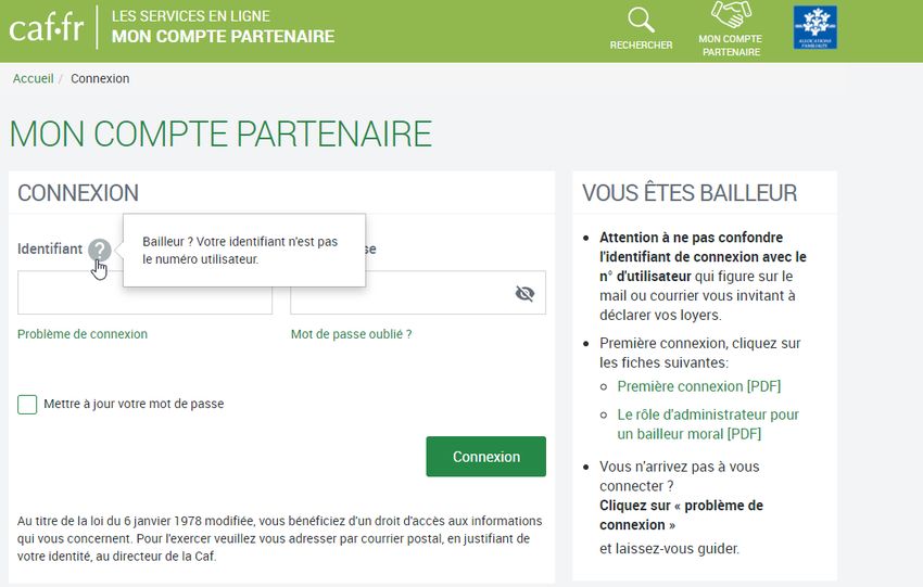 PRESENTATION DE MON COMPTE PARTENAIRE - OFFRE BAILLEURS - CAF