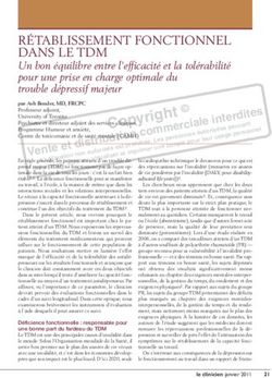 R&Eacute;TABLISSEMENT FONCTIONNEL DANS LE TDM - STA HealthCare Communications