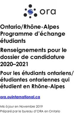 Ontario/Rhône-Alpes Programme d'échange étudiants Renseignements pour le dossier de candidature 2020-2021