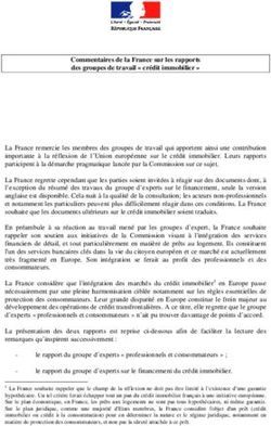 Commentaires de la France sur les rapports des groupes de travail " crédit immobilier "