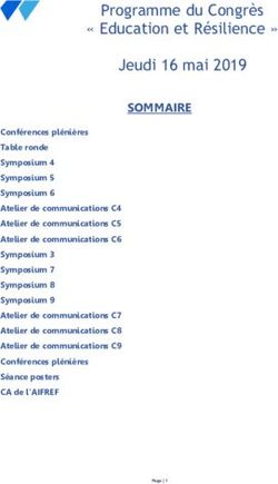SOMMAIRE Programme du Congr&egrave;s " Education et R&eacute;silience " Jeudi 16 mai 2019