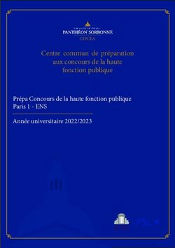 Centre commun de pr&eacute;paration aux concours de la haute fonction publique Pr&eacute;pa Concours de la haute fonction publique Paris 1 - ENS Ann&eacute;e ...