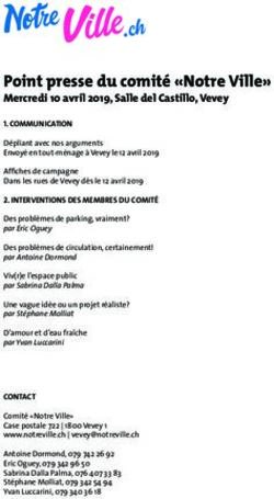 Point presse du comité "Notre Ville" - Mercredi 10 avril 2019, Salle del Castillo, Vevey