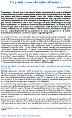 Les projets d'avenir des enfants d'immigrés