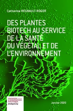 DES PLANTES BIOTECH AU SERVICE DE LA SANTÉ DU VÉGÉTAL ET DE L'ENVIRONNEMENT - Catherine REGNAULT-ROGER - Fondapol